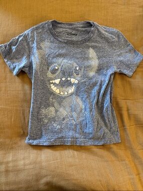 Disney Blue Gray Kids' Stitch Short Sleeve Tee with White Graphic